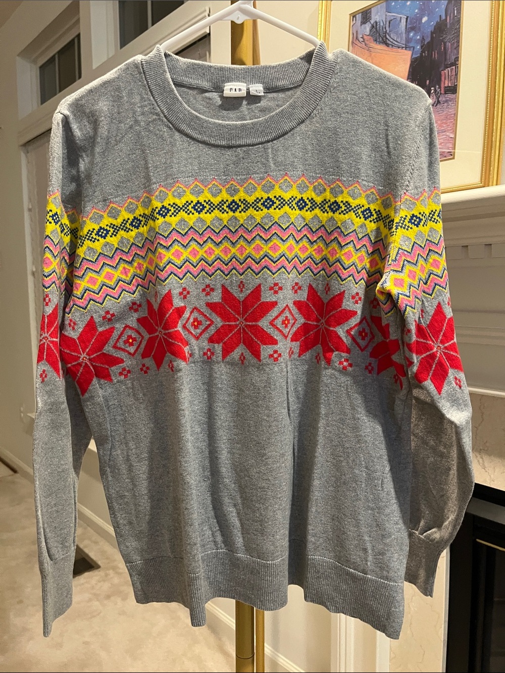 Gray Fair Isle Sweater size L
